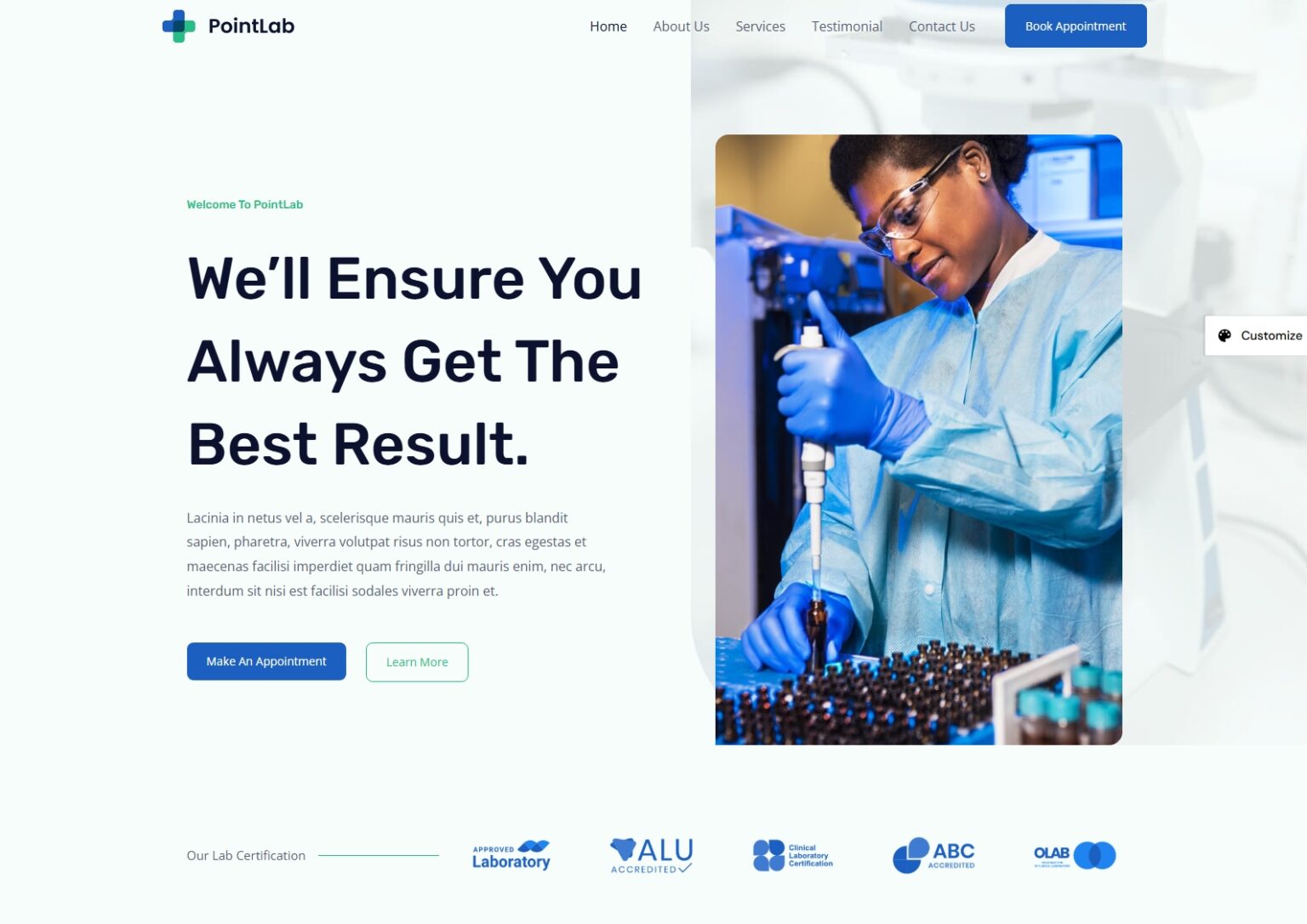 Eine Beispielwebseite für einen Allgemeinarzt mit Blutanalyse