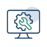 Ein Image was einen Desktop Bildschierm mit einem Zahnrad Symbol zeigt